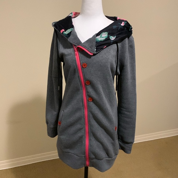 Brand New - Cute Floral Hood Sweat Jacket - Picture 1 of 12